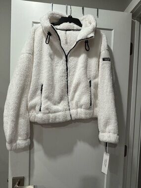 Calvin Klein Cream Sherpa Zip Hoodie Jacket